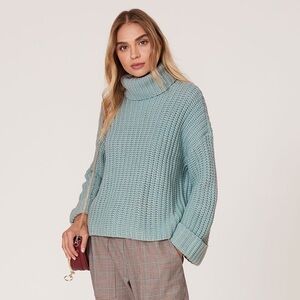 525 America Seafoam Green Chunky Knit Cowl Sweater S/M